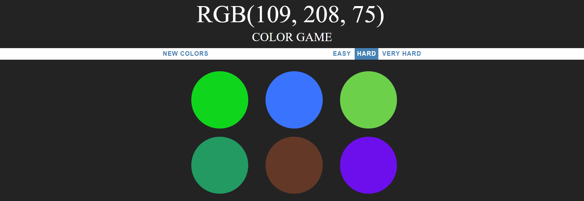 An image of the Color Game application